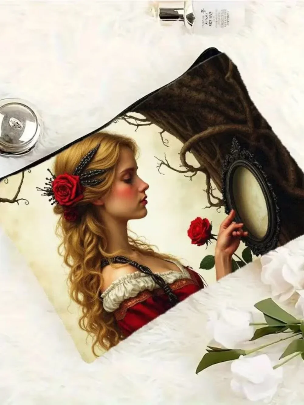 Halloween Dark Goth Fantasy Princess Makeup Bag Double-Sided 6.3